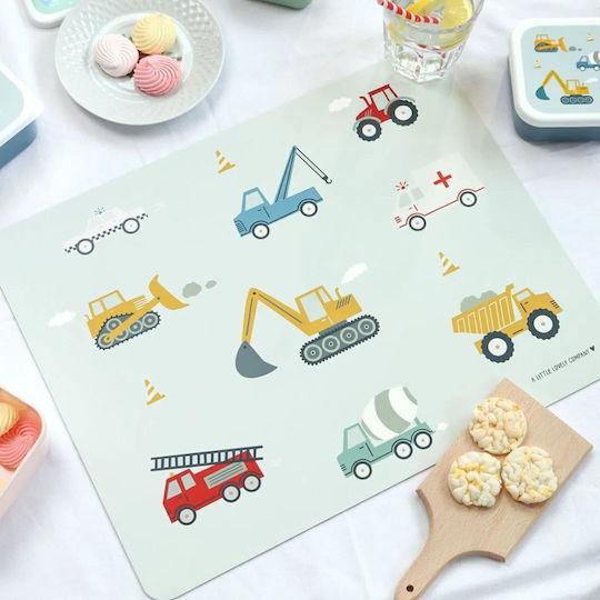 A Little Lovely Company Plastic Placemat Vehicles Green 43x34cm