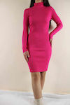 Sinell Mini Dress Turtleneck Fuchsia 6005