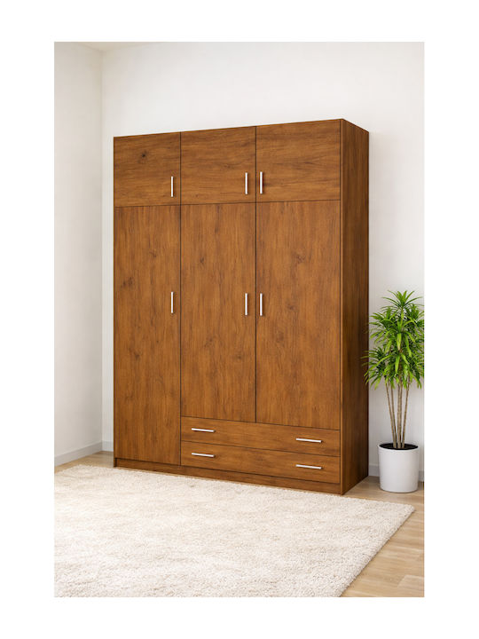 Triple Door Wardrobe with Loft Walnut 150x60x240cm