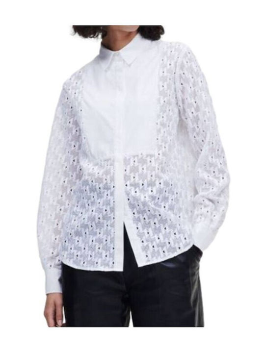 Karl Lagerfeld Langärmelig Damen Hemd Weiß
