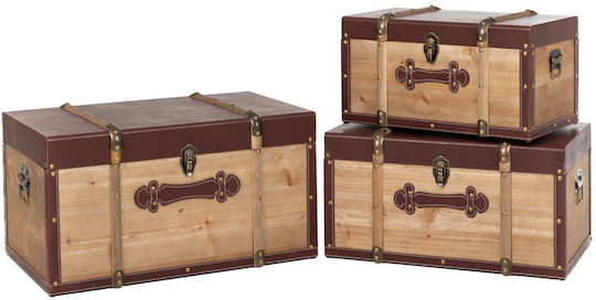 Iliadis Set Decorative Trunks Wooden 3 Pieces 64x39x34cm Brown