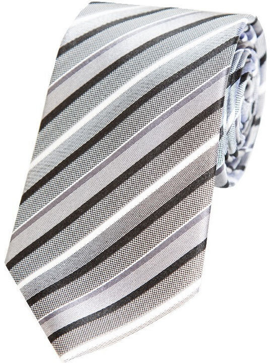 Men's Tie Silk Printed in Silver Color