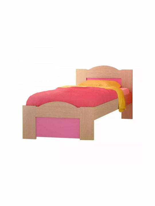 Κύμα Παιδικό Κρεβάτι Μονό Ροζ για Στρώμα 90x190cm