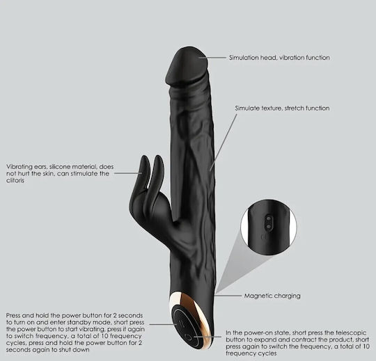 Guilty Toys Midnight Rabbit Vibrator Iepurele 24.5cm Negru