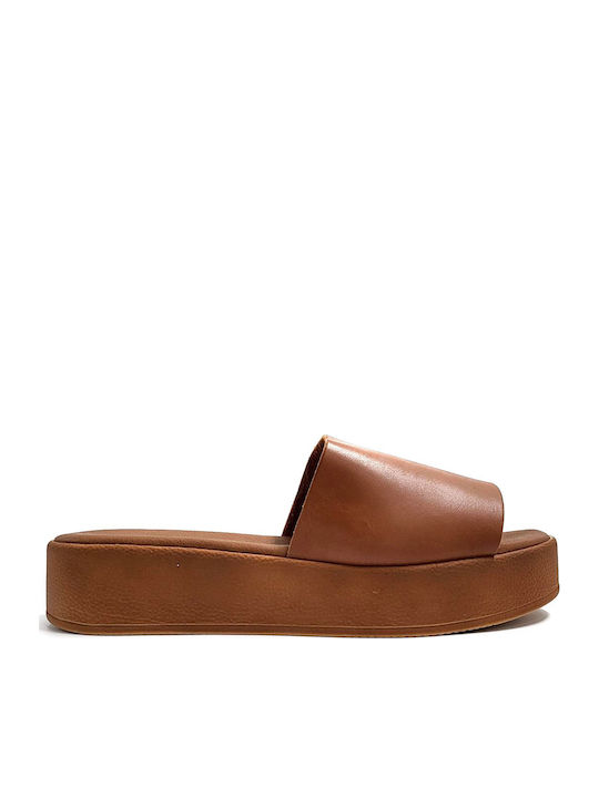 Sandale Casual Damă Flatforme Din Piele Tabac Maro
