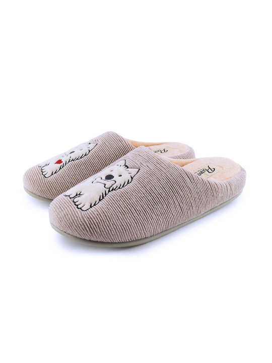 Parex Winter Women's Slippers in Beige color