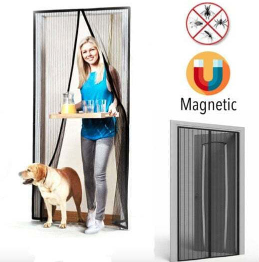 Door Mosquito Net with Velcro with Magnetic Clasp Black 210x90cm