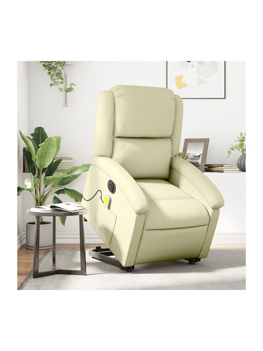 Relax Armchair Massage with Footstool from Genuine Leather Cream 71x86.5x99.5cm