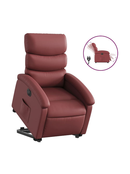 Relax Armchair with Footstool made of Leatherette Bordeaux