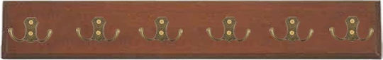 Frans Antique Wall Hanger Wooden 6 Hooks Brown