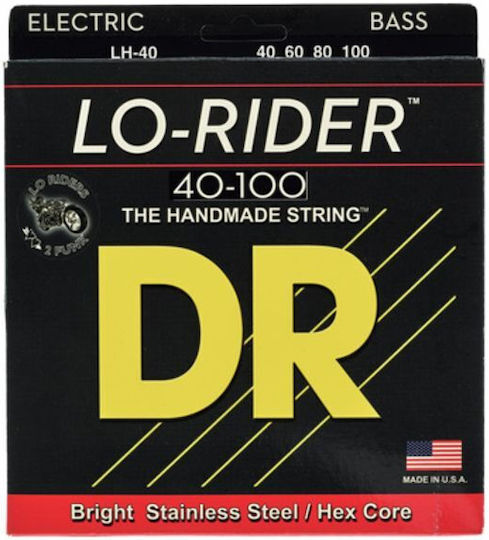DR Satz Rostfreier Stahl Saiten für Bass Lo-Rider Leicht 5-Saitig 40 - 100"