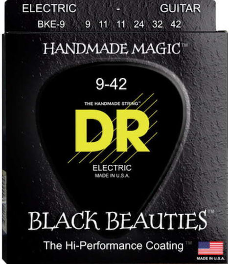 DR Black Beauties BKE-9 Set of Nickel Plated Steel Electric Guitar Strings 9 - 42