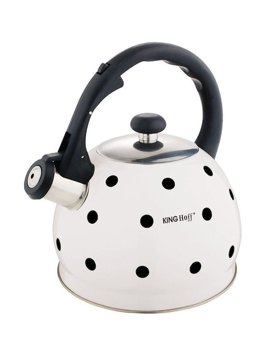 KING Hoff Dots Teekanne Aluminium Weiß 2000ml