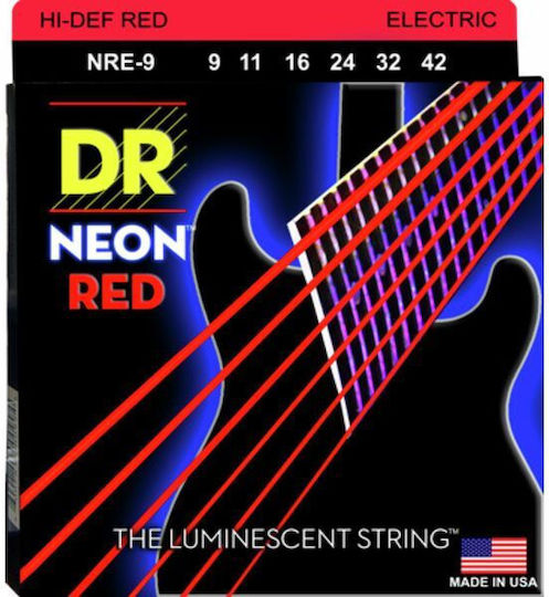 DR Neon Red Σετ Χορδών Nickel Plated Steel Ηλεκτρικής Κιθάρας 9 - 42"