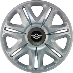 J-Tec Car Hubcap Set Nascar 13" 4pcs Silver