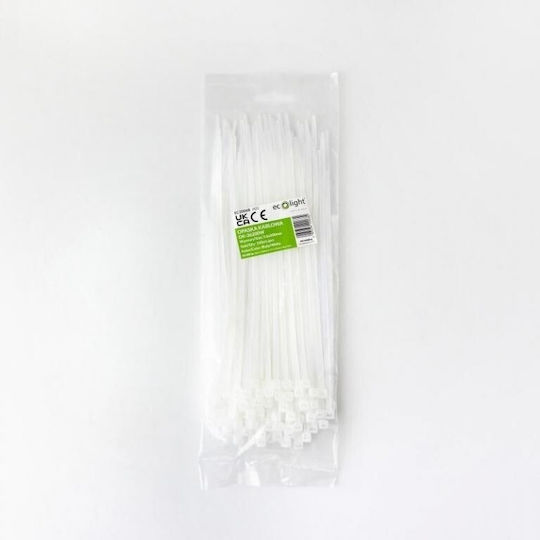 Eco Light Πλαστικά Δεματικά Καλωδίων 200mmx3.6mm σε Λευκό χρώμα (100τμχ)