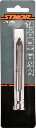 Sthor Diamond Drill Carbide with Hexagonal Shank for Glass και Tiles 12mm