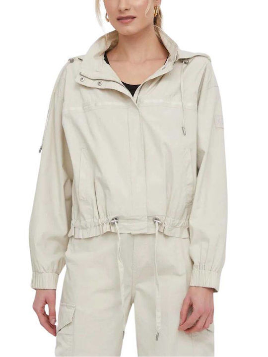 DKNY Women's Short Puffer Jacket for Winter Khaki