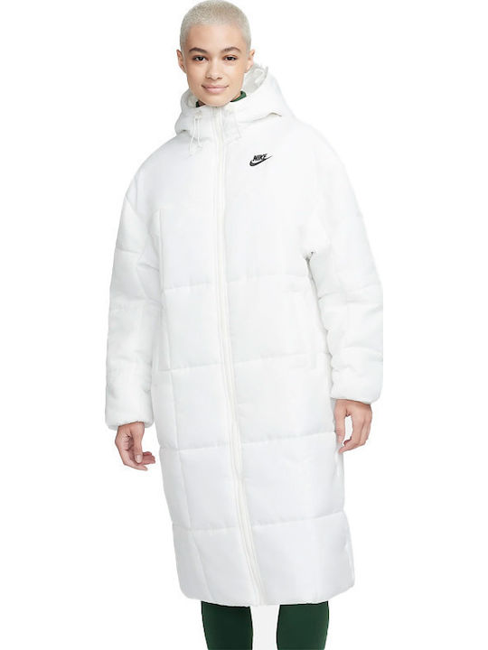 Nike Sportswear Lang Damen Puffer Jacke für Winter Weiß FB7675-133