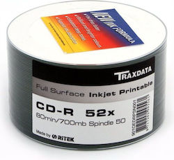 Traxdata Recordable CD-R 52x 700MB Cake Box 50pcs