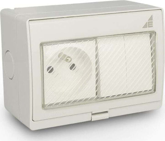 Elektro Plast Single Externă Πρίζα Ρεύματος Στεγανή με Καπάκι και Διακόπτη 1buc