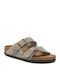 Arizona Δερμάτινα Γυναικεία Σανδάλια Γκρι Narrow Fit