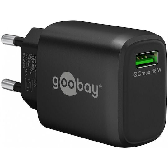 Goobay Φορτιστής Χωρίς Καλώδιο με Θύρα USB-A 18W Quick Charge 3.0 Μαύρος (61671)
