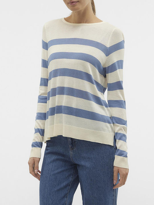 Vero Moda Women's Long Sleeve Pullover Striped Birchcoronet Blue Big Stripes