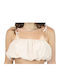 Γυναικείο Καλοκαιρινό Crop Top με Τιράντες Πουά L.Beige