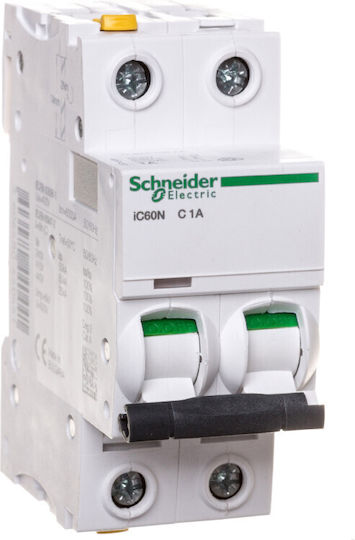 Schneider Electric Αυτόματη Ασφάλεια 1A Διπολική AC/DC A9F04201