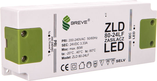 Breve LED-Netzteil IP20 Leistung 80W mit Ausgangsspannung 24V