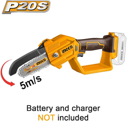 Ingco Pruning Battery Chainsaw Solo 20V 1.9kg with Blade 12.7cm