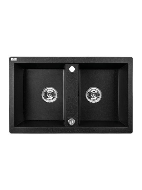 Laveo Drop-In Spüle aus Verbundgranulat B78xT48cm Black