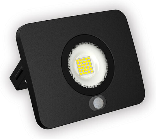 Lumax Водоустойчив LED Прожектор 30W Топло Бяло 3000K с Motion Sensor IP65