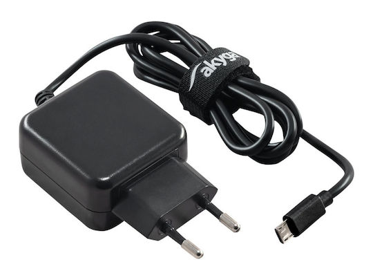 Akyga Зарядно с вграден кабел micro USB 15W Черен (AK-TB-15)