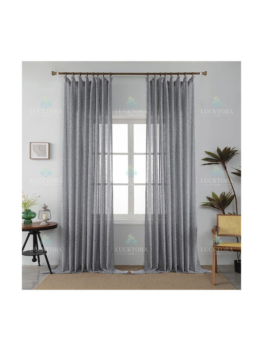 Lucktora Κουρτίνα με Τρέσα Γκρι 270x300εκ.