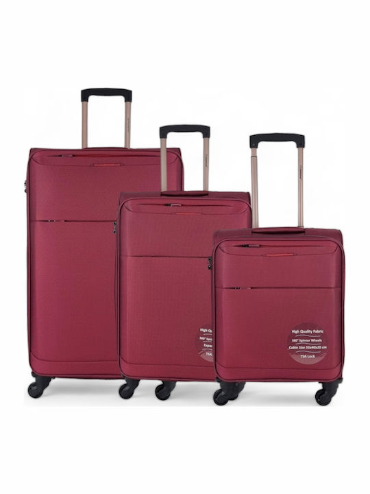 Diplomat The Athens Collection Suitcases Fabric Burgundy Max Height 78cm with 4 Wheels Set of 3 Pieces