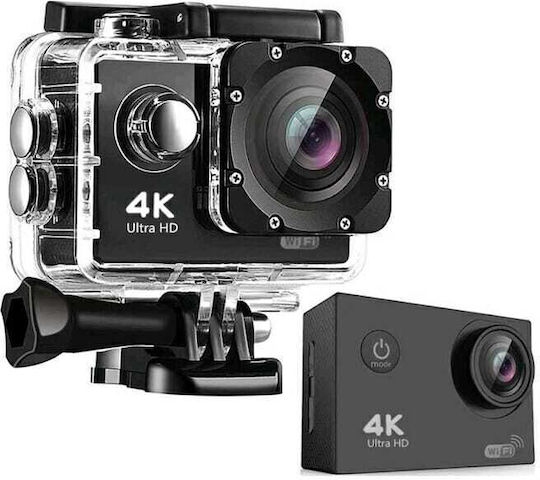 559865 Екшън камера 4K Ultra HD Водоустойчива (с Калъф) с Екран 2" и Wi-Fi Черна