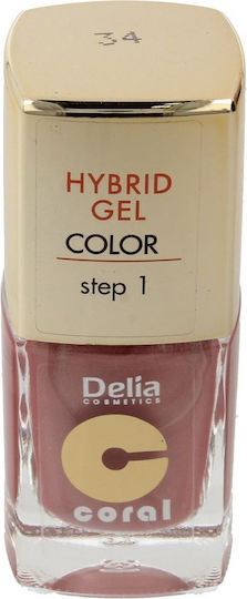 Delia Cosmetics Hybrid Gel Glossy Βερνίκι Νυχιών Μακράς Διαρκείας No. 34 nude pearl 11ml