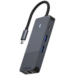 Rapoo USB-C Docking Station με HDMI 4K PD Ethernet Γκρι (11412)