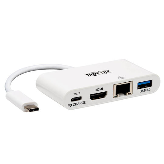 Tripp Lite USB-C Docking Station mit HDMI 4K PD Ethernet Weiß (U444-06N-H4GU-C)