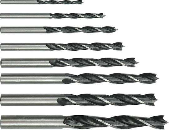 Sthor Set of 8 Diamond Drills with Cylindrical Shank for Wood