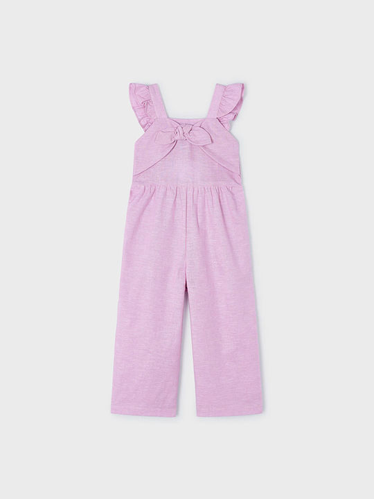 Mayoral Kids Linen Jumpsuit Purple