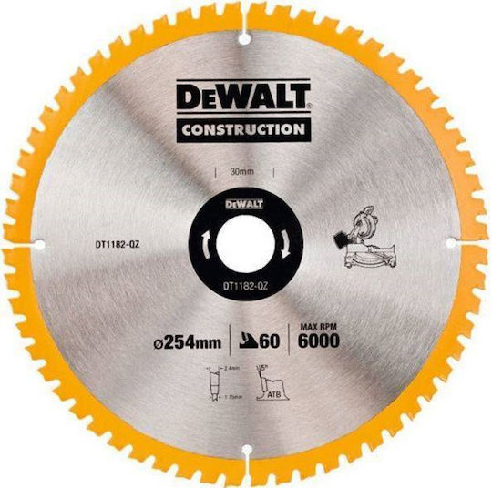 Dewalt Disc de tăiere Lemn cu 60 Dinti DT1182