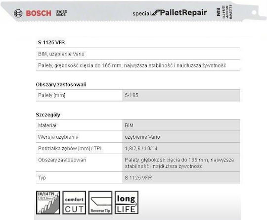 Bosch Jig Saw Blade for Metal 225mm 5pcs 2608658036