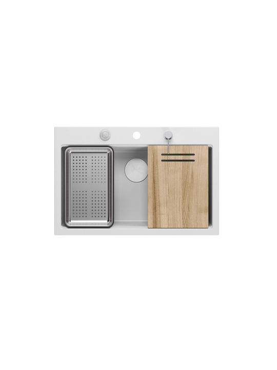 GraniteQ Ένθετος Νεροχύτης Inox Μ76xΠ50cm Γκρι