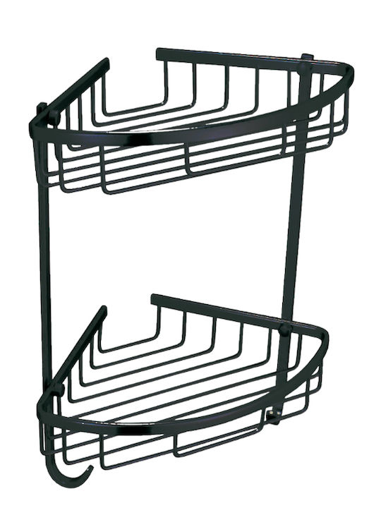Dimitracas Corner Wall Mounted Bathroom Shelf Metallic 22.5x22.5x38.5cm Black