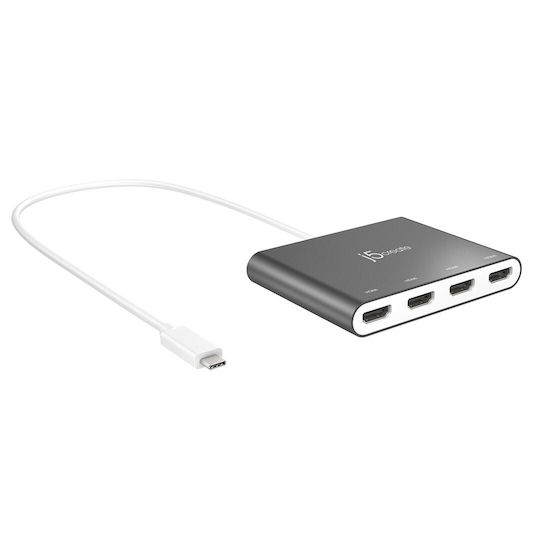 J5 Create USB-C Docking Station με HDMI 4K PD και σύνδεση 4 Οθονών Γκρι (JCA366-N)