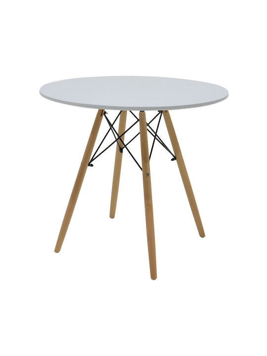 Julita Round Table Wooden White 80x80x73cm