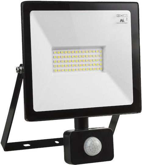 Maclean Energy Waterproof LED Floodlight 50W Cold White 6000K with Motion Sensor IP44